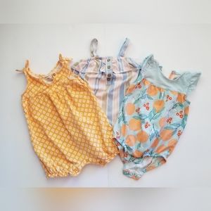 9 month, baby girl summer romper set of 3